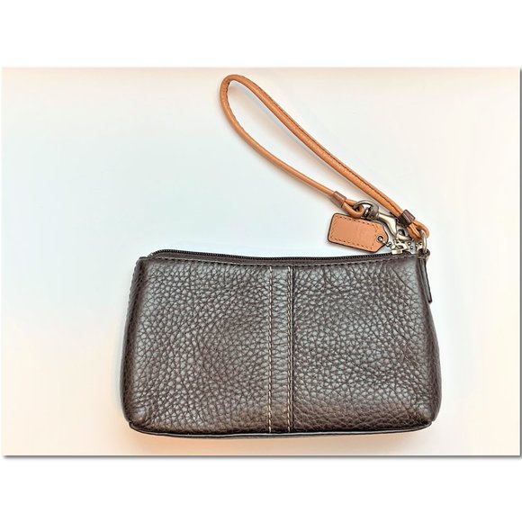 Coach Brown Pebbled Leather Wristlet - Picture 3 of 7